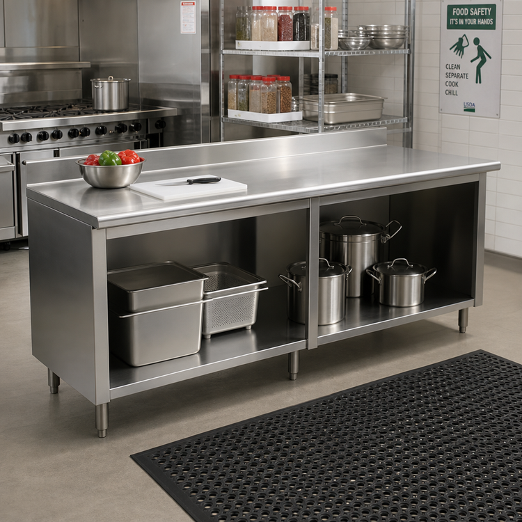 Product image #2 for Advance Tabco Special Value Economy Open Base Work Table with 5-Inch Backsplash, 84-Inch x 30-Inch