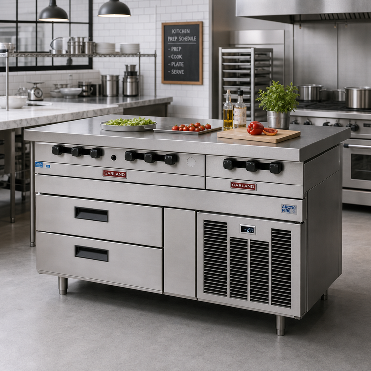 Product image #2 for Garland Arctic Fire 80-Inch Three-Section Refrigerator Base with 6 Self-Closing Drawers, Remote Refrigeration