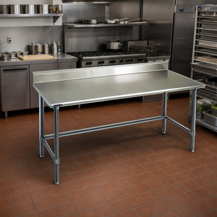 Product image #2 for Eagle Deluxe Series 60" x 30" Stainless Steel Work Table with 4-1/2" Backsplash and Galvanized Base