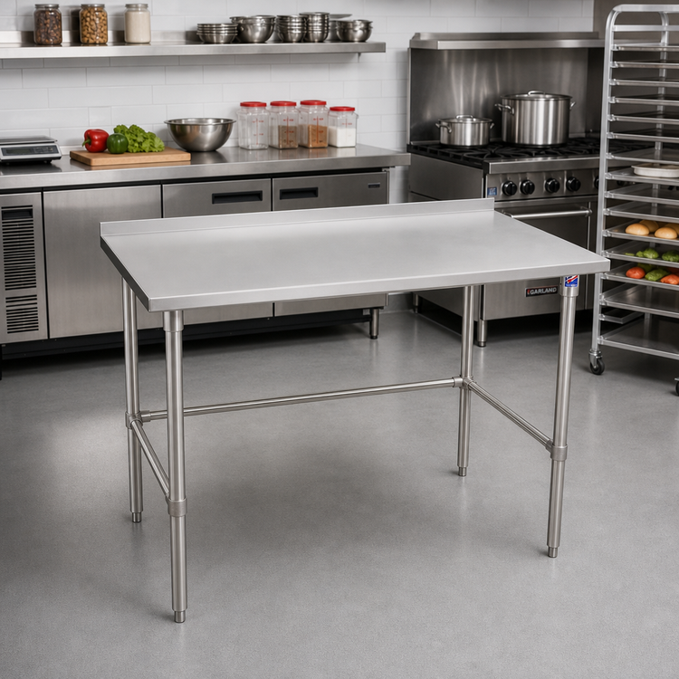 Product image #2 for John Boos Stallion 72" W x 30" D Stainless Steel Top Work Table with 1-1/2" Rear Up-Turn