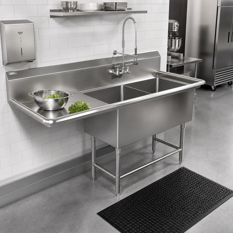 Product image #2 for John Boos Pro-Bowl 2-Compartment Sink with Left Drainboard, 82-3/16" W x 29-1/2" D