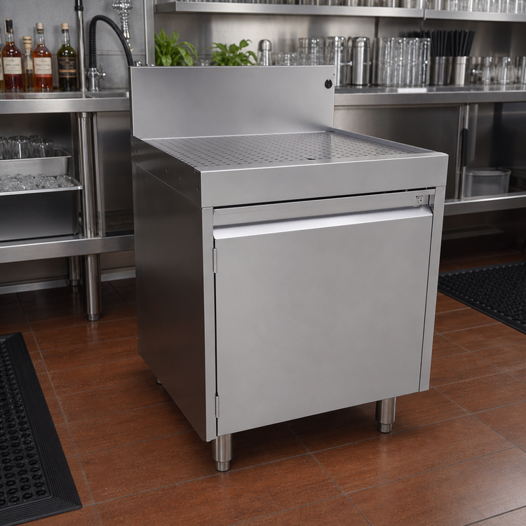 Product image #2 for Glastender Underbar Drainboard Cabinet Base with Hinged Door, 24 Inch W x 24 Inch D, Stainless Steel