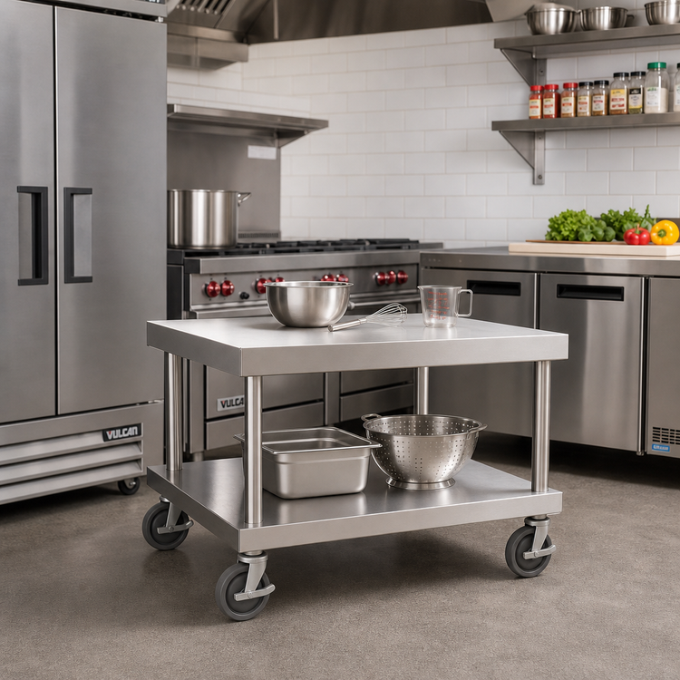 Product image #2 for Vulcan Universal Stainless Steel Equipment Stand with Undershelf, 37-Inch Wide, 5-Inch Casters