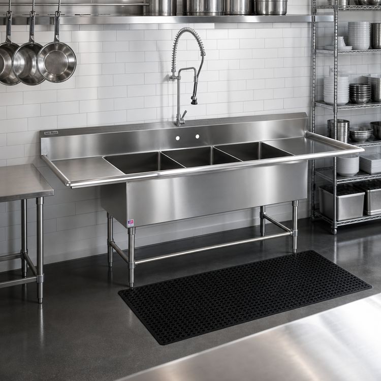Product image #2 for John Boos Pro-Bowl 3-Compartment Sink with Left and Right Drainboards