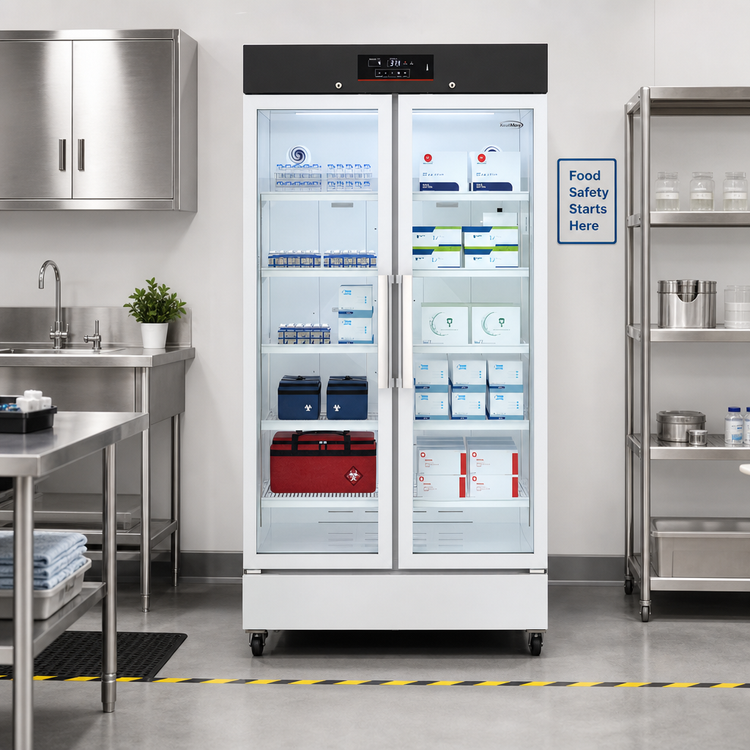 Product image #3 for KoolMore 27 Cu. Ft. Medical Vaccine Refrigerator with 2 Swing Glass Doors and Multi-Level Emergency Alarms