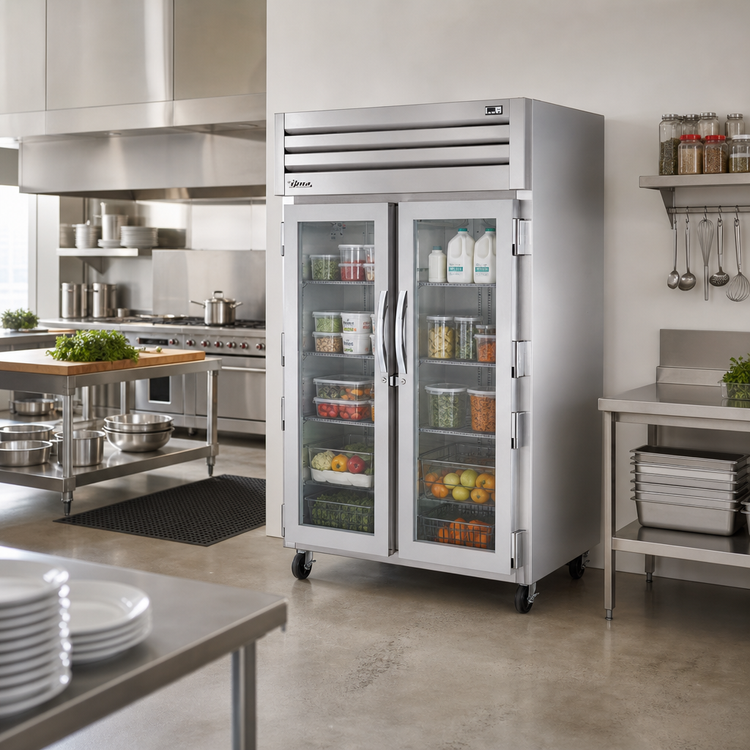 Product image #2 for True SPEC SERIES Two-Section Reach-In Refrigerator with Locking Glass Doors, Stainless Steel, Top-Mounted Self-Contained Refrigeration