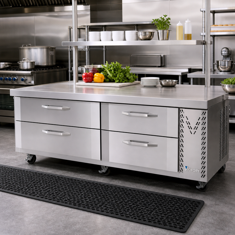 Product image #2 for Victory Refrigeration CBR84HC 84 Inch Two-Section Chef Base Refrigerator with V-Core Technology