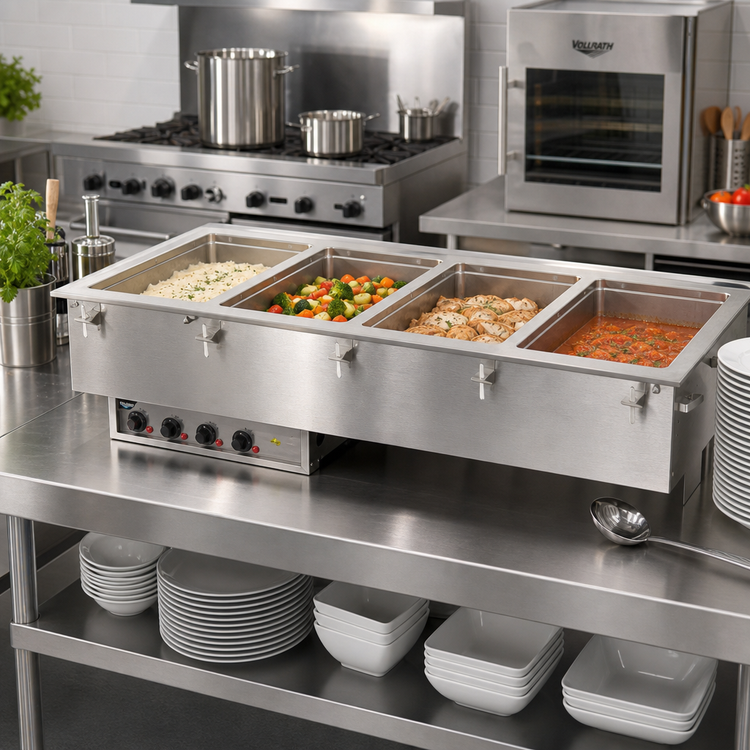 Product image #2 for Vollrath Four-Well Drop-In Electric Hot Food Well with Thermostatic Controls, Wet Operation, 208-240V