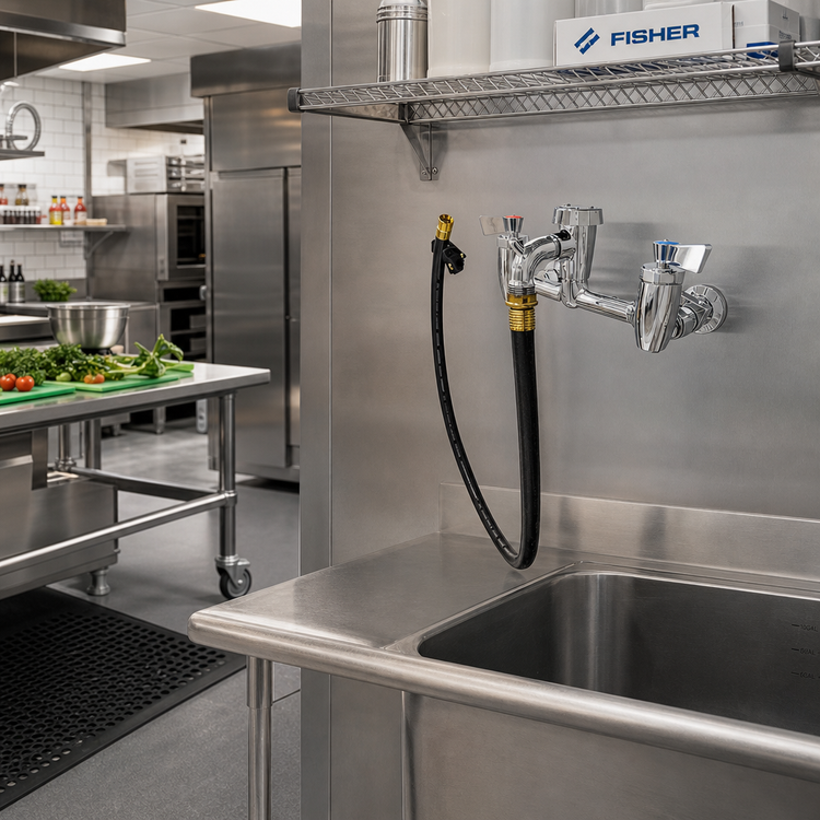 Product image #2 for Fisher Wall-Mounted Service Sink Mixing Faucet with 3-Inch Garden Spout