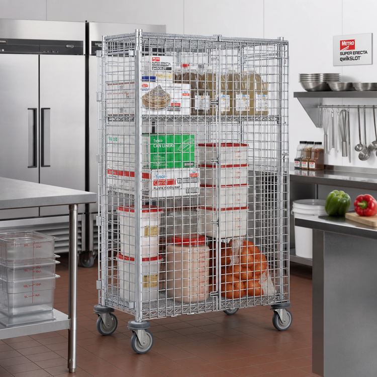 Product image #2 for Metro Super Erecta qwikSLOT Mobile Wire Security Cage, Chrome Plated Finish