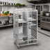 Thumbnail image #2 for Channel Double-Section Aluminum Cafeteria Tray Rack with 5-Inch Swivel Stem Casters, 36-Inch Height, 20-Tray Capacity for 14 x 18 Trays