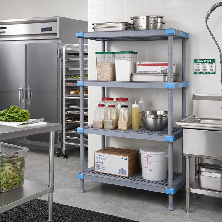 Product image #2 for Millenia 36-Inch Wide x 24-Inch Deep x 74-Inch High Gray Polymer Stationary Starter Shelving Unit