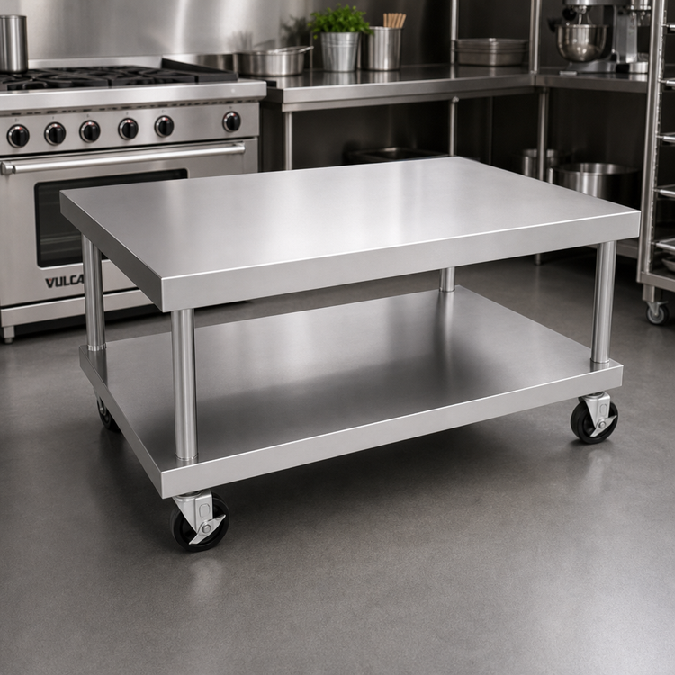 Product image #2 for Vulcan 49-Inch Wide Stainless Steel Equipment Stand with Undershelf and Casters
