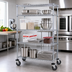 Thumbnail image #2 for Quantum Mobile Wire Shelving Cart with 4 Shelves, 48 x 24 x 69 Inches, Chrome Plated