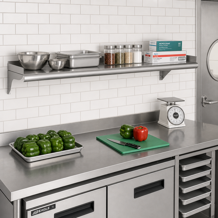 Product image #2 for Eagle Group 108-Inch x 10-Inch Wall-Mounted Shelf, 14 Gauge Type 304 Stainless Steel