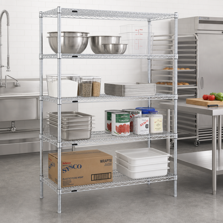 Product image #2 for Redi-Pak 4-Tier Stationary Wire Shelving Unit, 48-Inch W x 24-Inch D x 74-Inch H, Zinc Finish