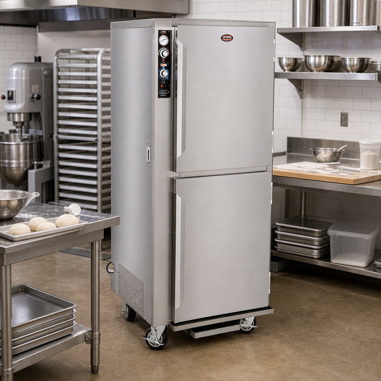 Product image #2 for FWE Mobile Split-Cavity Proofer/Heater Cabinet, 5 Full-Size Sheet Pans per Compartment, Stainless Steel