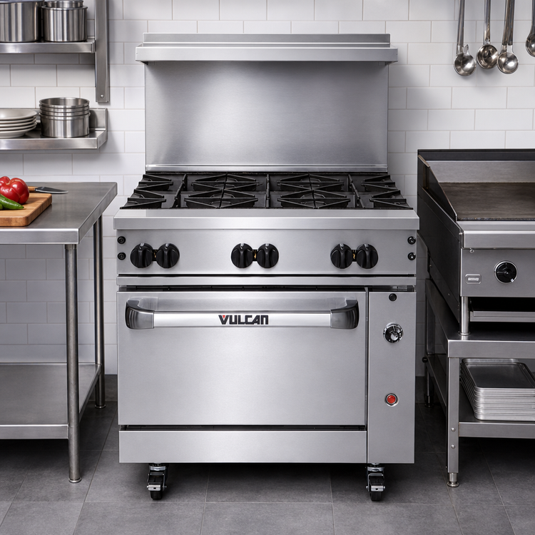 Product image #3 for Vulcan Quick Ship Endurance 36-Inch Gas Restaurant Range with 6 Open Burners and Convection Oven