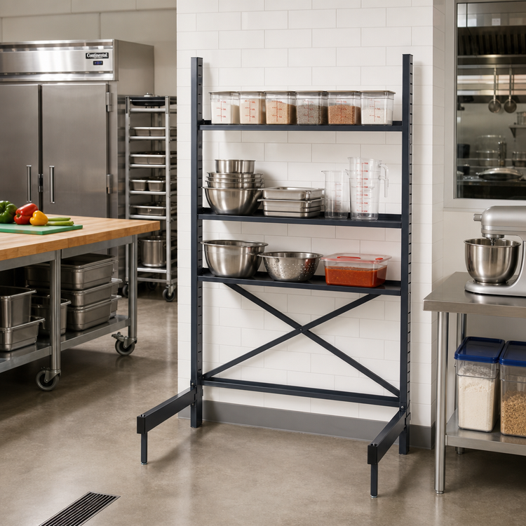 Product image #2 for Metro SmartLever Stationary Cantilevered Shelving Starter Kit Base for 42"W x 18"D Shelves