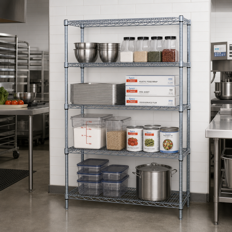 Product image #2 for Quantum 60"W x 12"D x 63"H Wire Shelving Starter Kit with 4 Shelves and 4 Posts