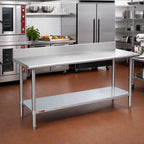 Thumbnail image #2 for Duke Manufacturing 316-30144-5R Stainless Steel Work Table, 144"W x 30"D, 5" Riser, Galvanized Undershelf