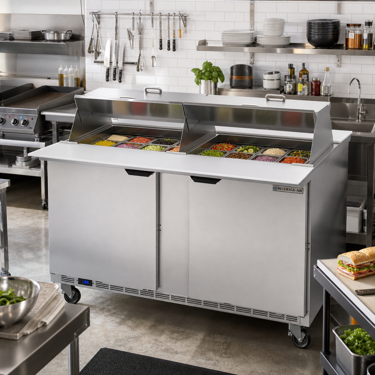 Product image #2 for Beverage-Air Dual-Sided Mega Top Sandwich Prep Table