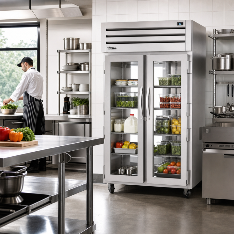 Product image #2 for True SPEC SERIES Two-Section Pass-Thru Glass Front/Rear Door Reach-In Refrigerator