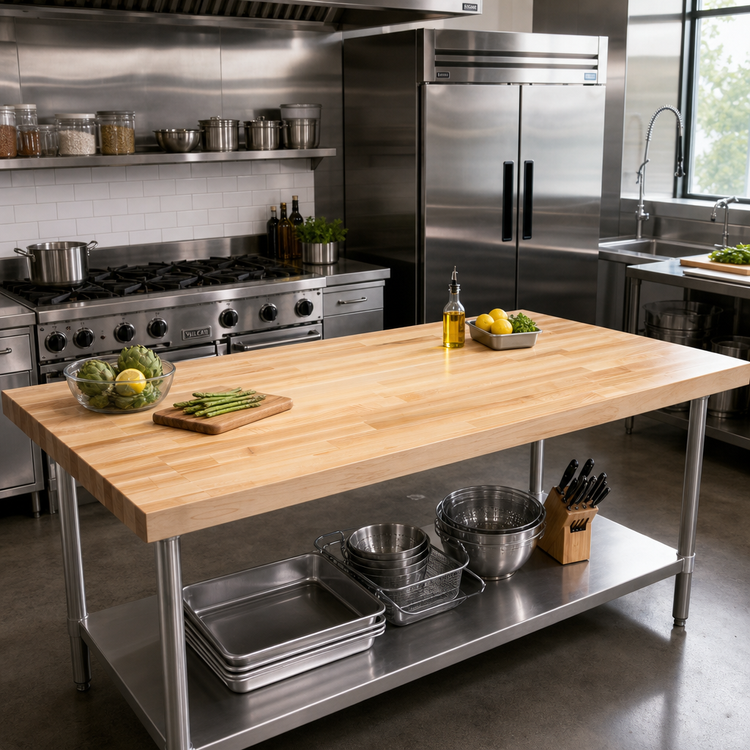 Product image #2 for Boos Block Northern Hard Rock Maple Kitchen Countertop, 72 x 38 x 1-1/2 Inch, Blended Edge Grain, Oil Finish