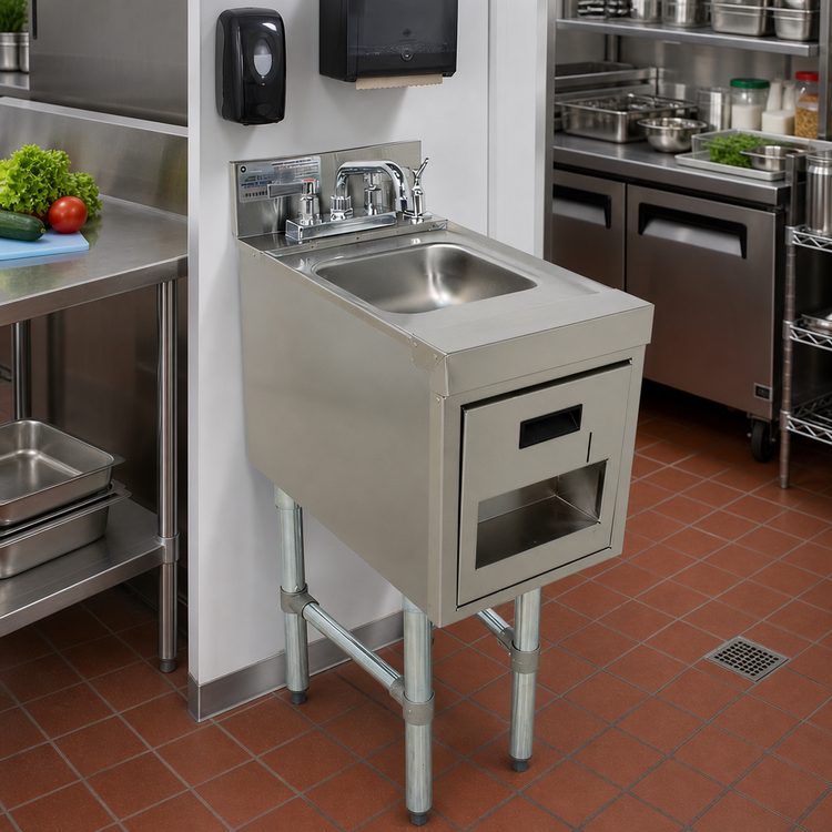 Product image #2 for Advance Tabco Special Value Underbar Basics Freestanding Hand Sink Station with Faucet, Soap and Towel Dispensers