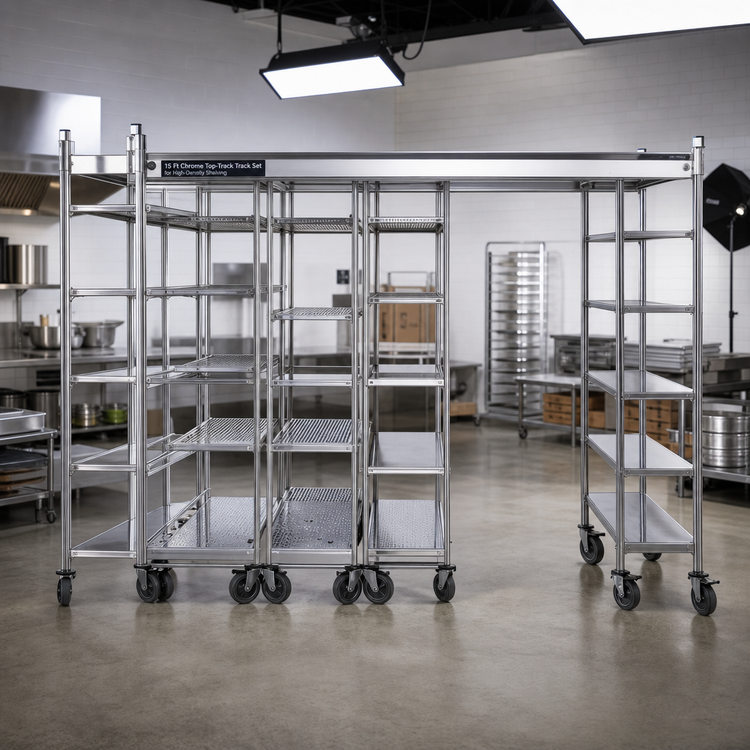 Product image #2 for 15 Ft Chrome Top-Track Track Set for High-Density Shelving