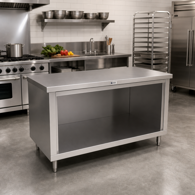 Product image #2 for John Boos 60-Inch x 30-Inch Stainless Steel Work Table with Open Front Cabinet Base