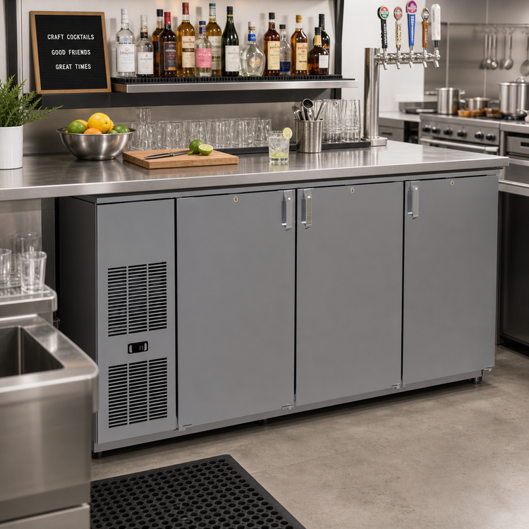 Product image #2 for Glastender CP1FB72 72-Inch Three-Section Pass-Thru Front-Serviced Back Bar Cooler