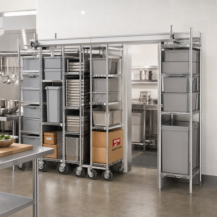 Product image #2 for Metro TOP-TRACK Super Erecta Stationary Intermediate Unit Kit, 18-Inch Wide, Chrome Plated