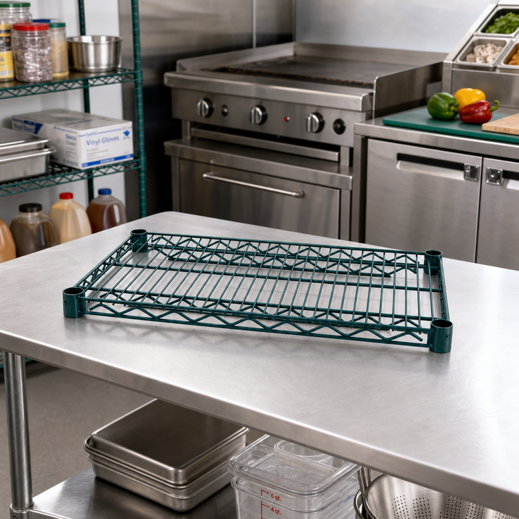 Product image #3 for Advance Tabco Special Value Series Heavy-Duty Green Epoxy Wire Shelf, 36 x 18 Inches
