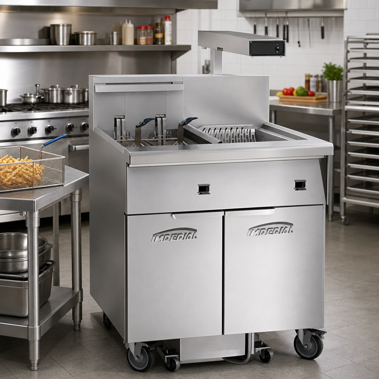 Product image #2 for Imperial Electric Floor Fryer with Immersed Elements, Built-In Filter System, and Dump Station, 75 lb Capacity