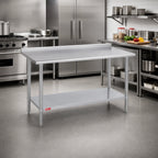 Thumbnail image #2 for Duke Manufacturing 316-3030-2R 30" x 30" Stainless Steel Work Table with 1-1/8" Straight Riser, 16-Gauge 300 Series Top and Galvanized Undershelf