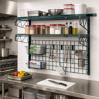 Thumbnail image #2 for Quantum Store Grid SGK-562448-1P Medium-Duty Wall-Mounted Shelving Starter Kit with Grid Panel, Basket and Hooks