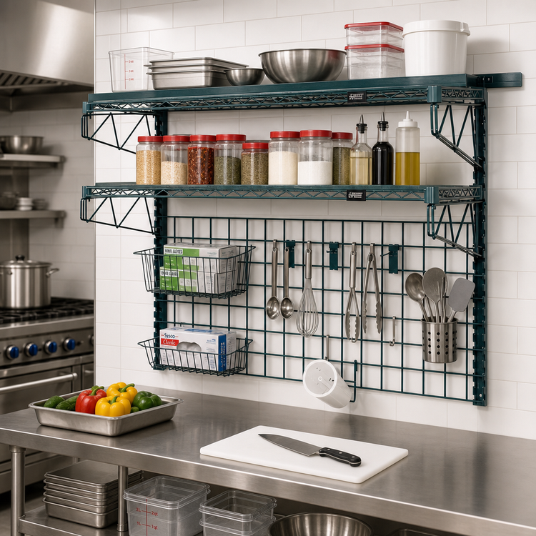 Product image #2 for Quantum Store Grid Medium-Duty Wall-Mounted Shelving Starter Kit