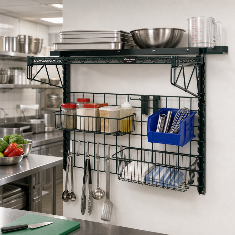 Product image #2 for Quantum Store Grid Medium-Duty Wall-Mounted Shelving Starter Kit