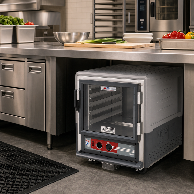 Product image #2 for Metro C5 3 Series Low Watt Under Counter Heated Holding Cabinet with Gray Insulation Armour, Clear Door, 10 Pan Capacity