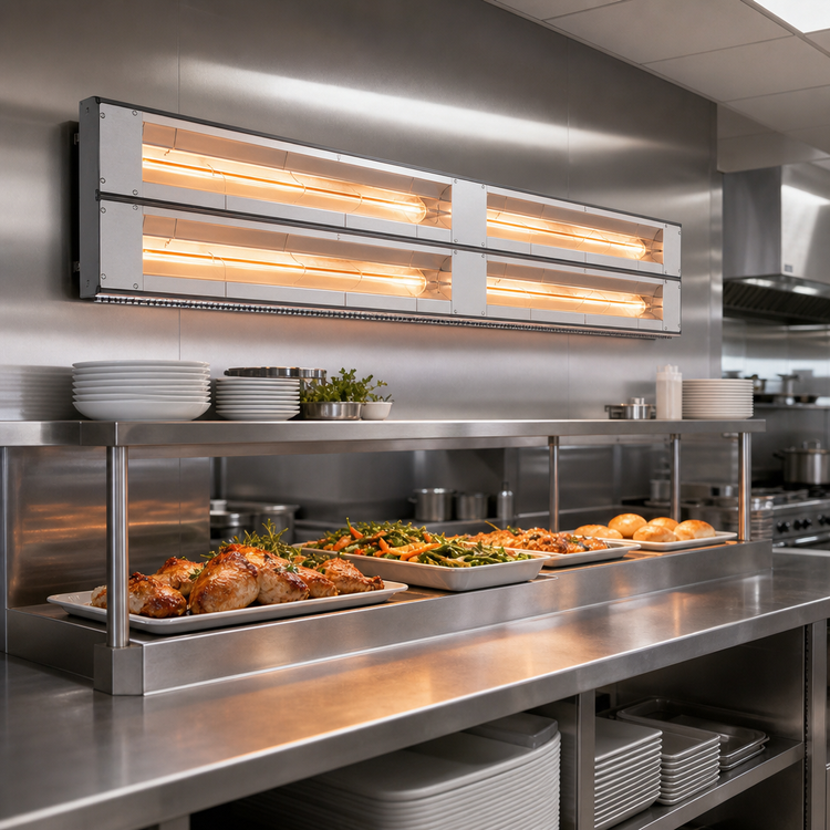Product image #2 for Hatco Glo-Ray Max Watt Lighted Dual Infrared Strip Heater, 84 Inch, Aluminum, 3 Inch Spacer