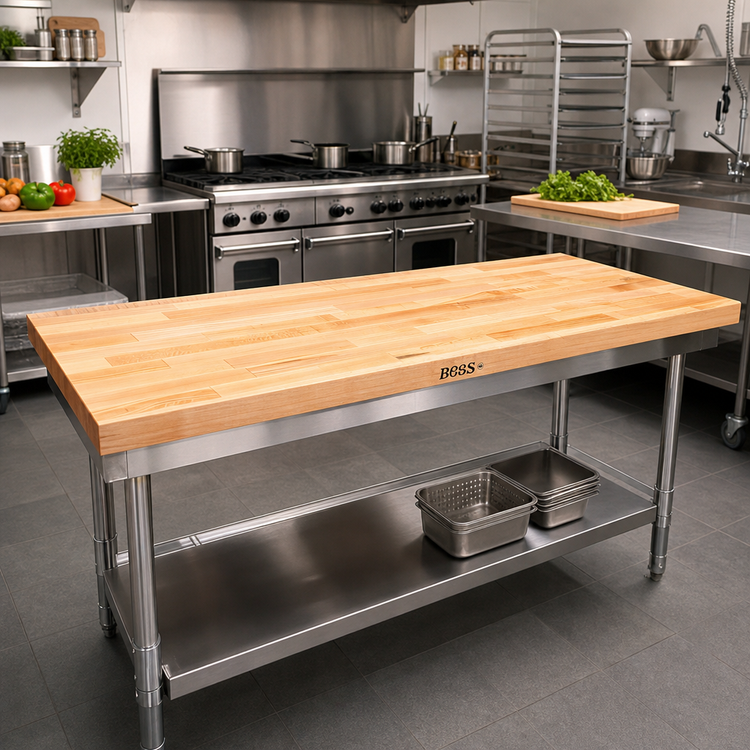 Product image #2 for John Boos Wood Work Table Top, 60 x 24 x 2-1/4 Inch, Edge Grain Flat Top, Northern Hard Rock Maple