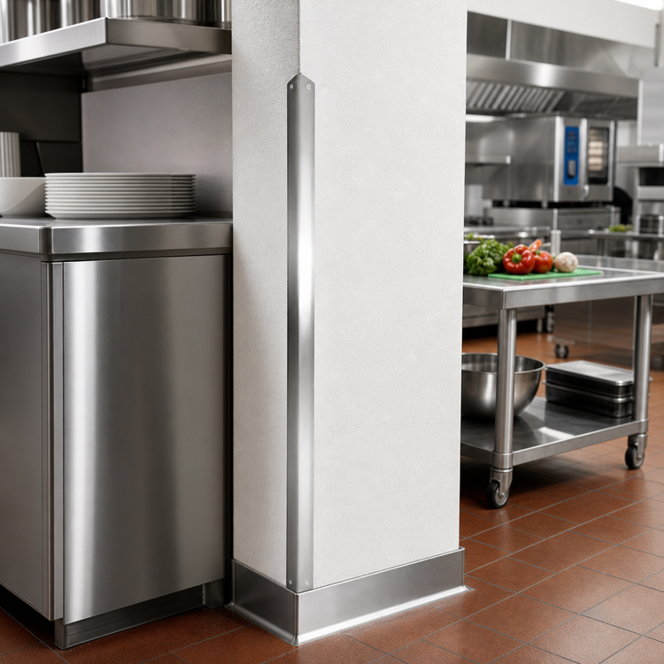 Product image #2 for Advance Tabco 48-Inch Stainless Steel Corner Guard, 2" x 2", 16-Gauge, Adhesive Backed