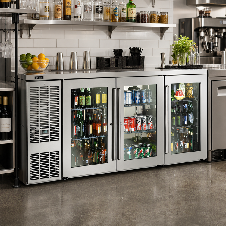 Product image #3 for Perlick BBSN72 72-Inch Three-Door Narrow Refrigerated Back Bar Cabinet
