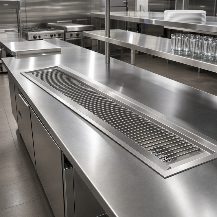 Product image #2 for Advance Tabco TA-526 6 Ft Drop-In Stainless Steel Urn Trough with Louvered Cover and Drain
