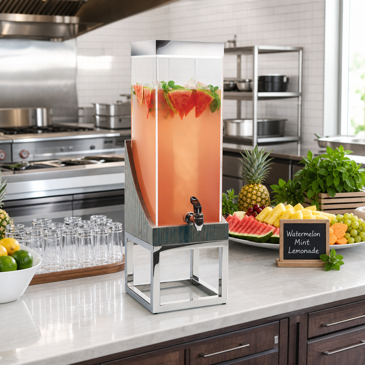 Product image #2 for Ashwood 3-Gallon Square Beverage Dispenser with Acrylic Body and Oak Wood Base