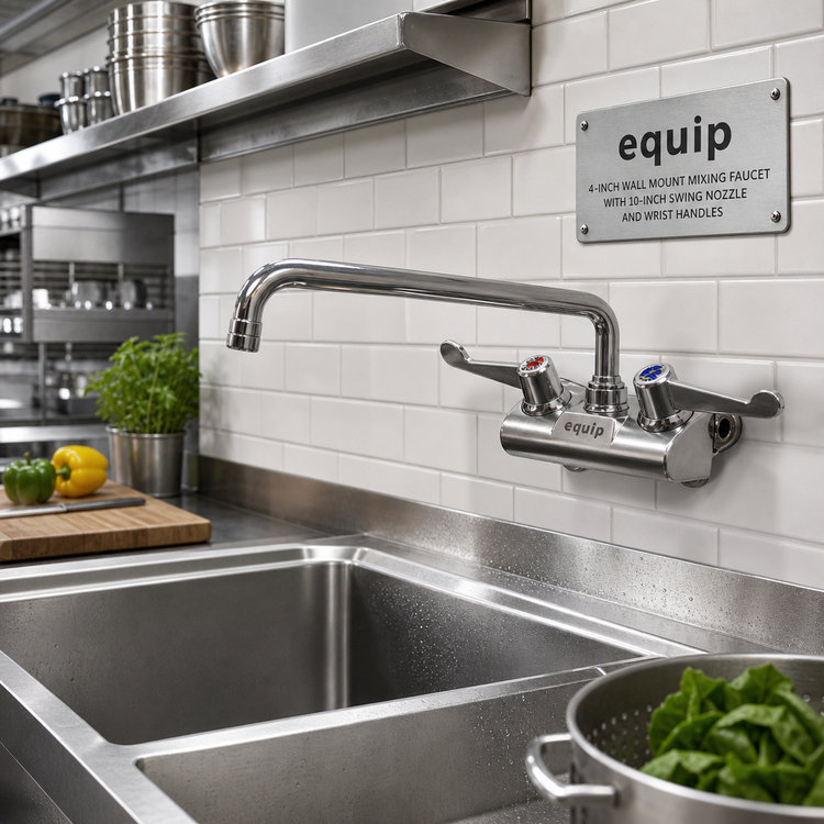 Product image #2 for Equip 4-Inch Wall Mount Mixing Faucet with 10-Inch Swing Nozzle and Wrist Handles