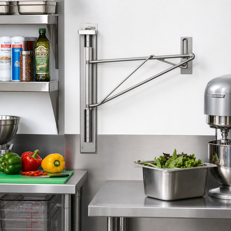 Product image #2 for Eagle Group Adjustable Post Wire Wall Mount Prepackaged End Unit for 14-Inch Deep Shelf, Stainless Steel