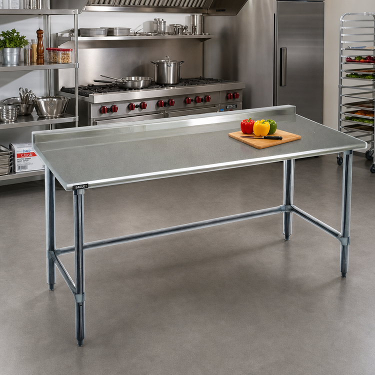 Product image #2 for Eagle Deluxe Series 108-Inch x 24-Inch Stainless Steel Work Table with Rear Up-Turn and Open Galvanized Base