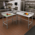 Thumbnail image #2 for Advance Tabco KTMS-246 L-Shaped Stainless Steel Corner Work Table, 72 x 60 Inch, 24-Inch Deep, 14 Gauge Top